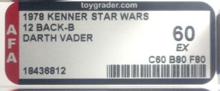 1978 Kenner Star Wars 12 Back - B Darth Vader // AFA 60 EX 18436812 2
