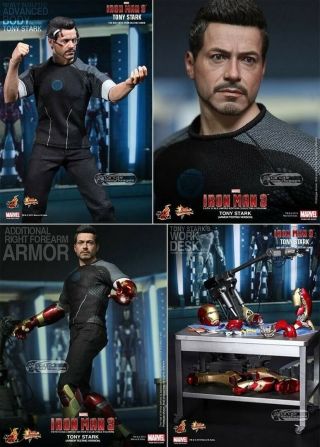 1/6 Hot Toys Iron Man Tony Starks Mms191 Marvel Workshop Armor Suit Testing