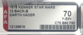 1978 Kenner Star Wars 12 Back - B Darth Vader // AFA 70 Y - EX,  12129819 2