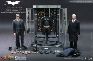 Hot Toys 1/6 Scale 12 " Dark Knight Batman Armory W/ Bruce & Alfred 902171 Mms236