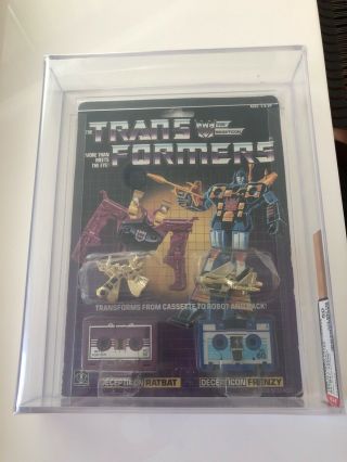 1986 Transformers G1 Frenzy And Ratbat Rare Htf Gold Weapons Afa Graded