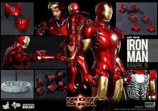 (us) Hot Toys 1/6 Iron Man Mms256d07 Die - Cast Mark Iii Mk3 Figure W/ Bonus Head