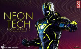 Sdcc 2019 Hot Toy Neon Tech Iron Man In Hand
