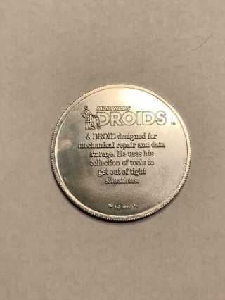 Star Wars 1985 POTF Prototype Droids R2 - D2 silver (Aluminum) coin Kenner 2