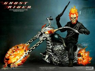 (us) Hot Toys 1/6 Ghost Rider Mms133 Johnny Blaze & Hell Cycle Action Figure