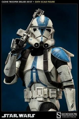 Sideshow Star Wars Clone Trooper Deluxe 501st 12 " 1/6 Action Figure