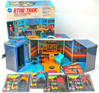 Star Trek 1974 Mego 8 " Kirk/spock/uhura/klingon,  Enterprise Playset,  Set