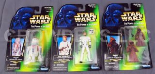 Star Wars Potf Stormtrooper Luke R5d4 & Jawas Action Figures Green Cardback Nip