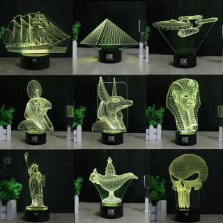 Egypt Pyramid Anubis 3d Led Illusion Night Light 7 Color Table Desk Lamp Gifts