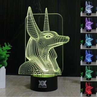 Egypt Pyramid Anubis 3D LED illusion Night Light 7 Color Table Desk Lamp Gifts 2