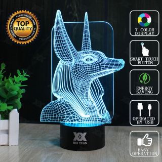 Egypt Pyramid Anubis 3D LED illusion Night Light 7 Color Table Desk Lamp Gifts 3