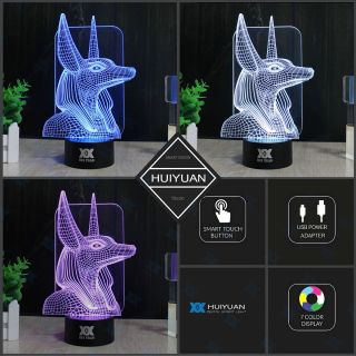 Egypt Pyramid Anubis 3D LED illusion Night Light 7 Color Table Desk Lamp Gifts 4