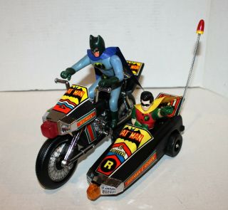 vintage Batman & Robin battery op.  toy motorcycle with sidecar 2