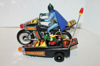 vintage Batman & Robin battery op.  toy motorcycle with sidecar 3