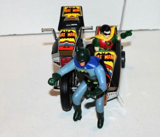 vintage Batman & Robin battery op.  toy motorcycle with sidecar 7