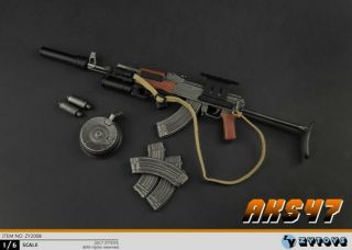 Zytoys 1/6 Ak47 Ak47s,  Silencer Gun Model Weapon Toys W Folding Bracket