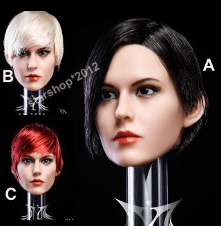 1/6 Women Head Female Black Red White Short Hair F 12  Tbleague Ph Body Figure