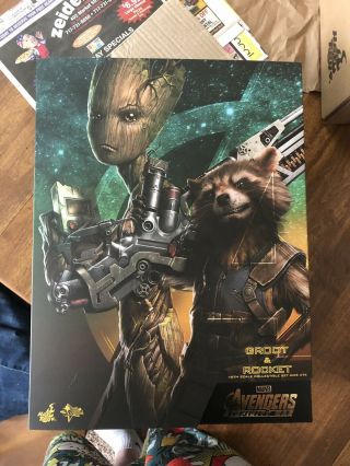 Hot Toys 1/6 Guardians Of The Galaxy Rocket And Groot Set Mms254