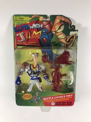 1995 Playmates Earthworm Jim Battle Damage Ewj Action Figure Nib