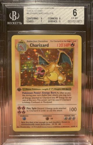 1999 Pokemon Base 1st Edition Thick Stamp Charizard Holo R 4