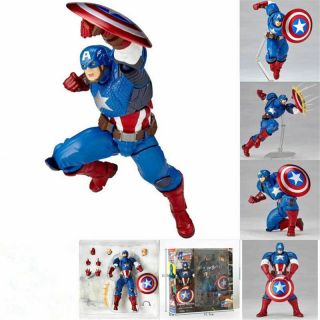 Kaiyodo Revoltech Yamaguchi Captain America Action Figure Toy Hot Box @