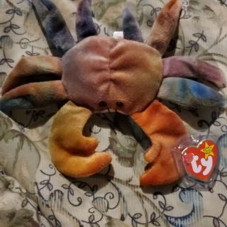 Claude The Crab Ty Beanie Baby With Pvc Pellets Rare