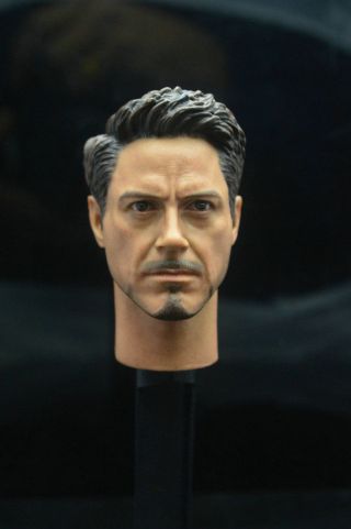 1/6 Scale Civil War Tony Stark Head Sculpt For Hot Toys Figure Body