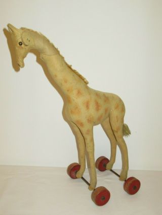 Very Old Steiff Giraffe,  On Wheels Ff Button