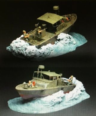 Figarti A3216v Vietnam War Pbr Patrol Boat On The Move With Diorama Base & Crew
