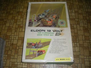 Vintage 1965 Eldon 12 Volt Top Eliminator Drag Strip Set.  1:24 Scale