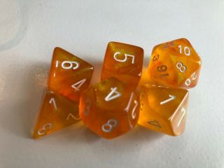 Chessex Orange W/white 6 Borealis Polyhedral Rpg D&d Dice – Og Orange Borealis