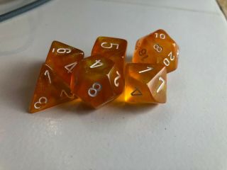 Chessex Orange w/white 6 Borealis Polyhedral RPG D&D Dice – OG Orange Borealis 2
