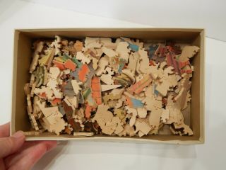 VTG PASTIME Puzzle 300 Pc.  w 36 Figurals Wood Jigsaw 