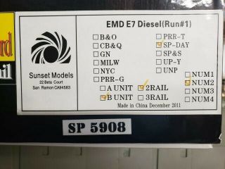 Sunset/3rd Rail O Scale 2 Rail SP E7b 3