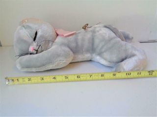Vintage CHESSIE CLARE Musical Windup Sleeping Stuffed Cat with Thorens Music Box 8