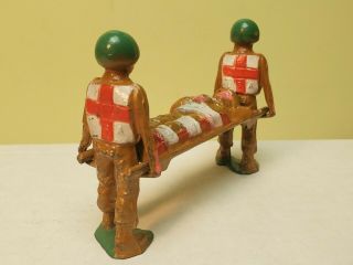 Antique Manoil Three Pc.  Stretcher Team,  Lead Soldiers Very Rare 95 Paint 3