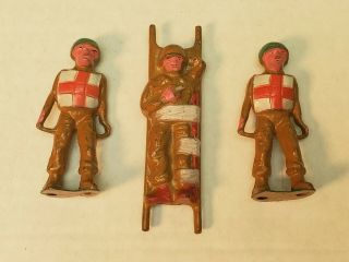 Antique Manoil Three Pc.  Stretcher Team,  Lead Soldiers Very Rare 95 Paint 5