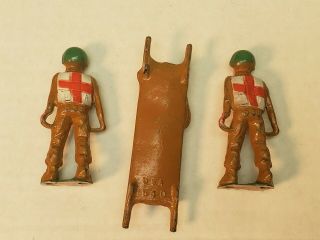 Antique Manoil Three Pc.  Stretcher Team,  Lead Soldiers Very Rare 95 Paint 6