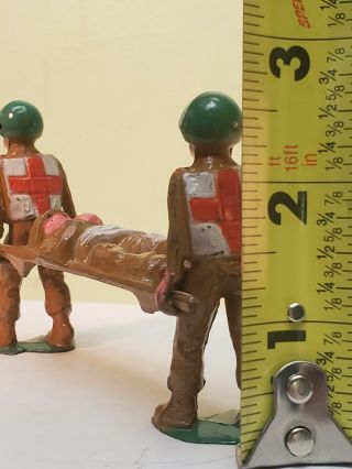 Antique Manoil Three Pc.  Stretcher Team,  Lead Soldiers Very Rare 95 Paint 9