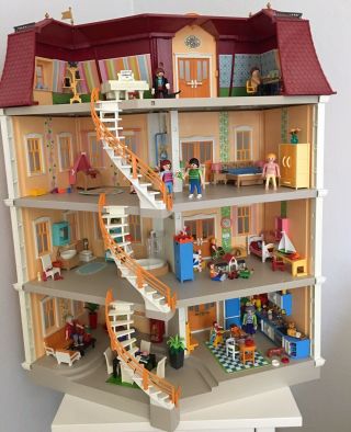 Playmobil Grand Mansion Doll House 5302 & Extra Floor,  Figures Furniture Lights 3