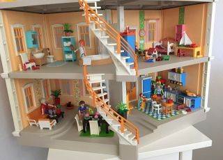 Playmobil Grand Mansion Doll House 5302 & Extra Floor,  Figures Furniture Lights 6