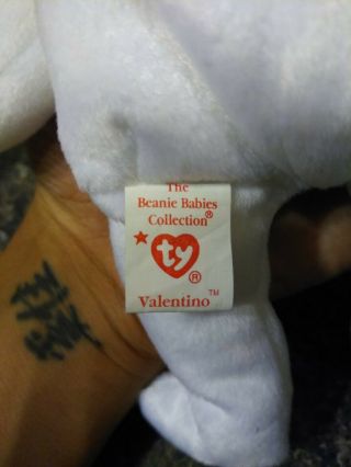 Valentino Ty beanie baby with rare mismatched tags.  Ty tag 1994,  tush tag 1993. 5