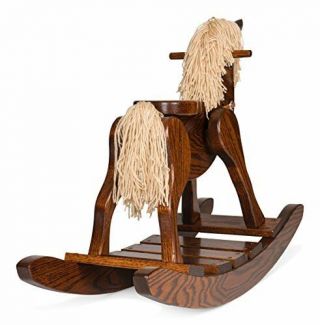 Wooden Rocking Horse Amish Built Solid Oak Wood Childs Rocking Horse 3