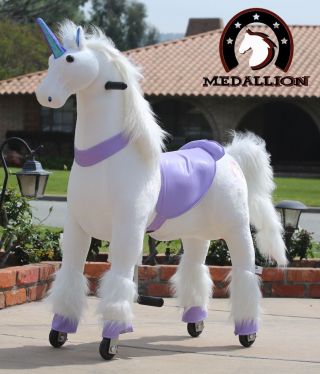 Medallion Medium Purple Unicorn Rock Really Walk Ride On Toy Horse Kid Ages 5 - 12