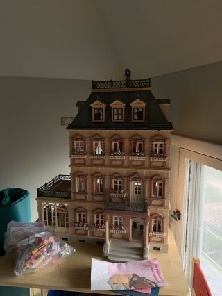 Vintage Playmobil Victorian Mansion Dollhouse,  4 Story,  Furniture,  People,
