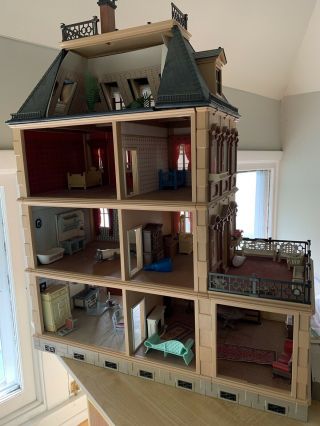 Vintage Playmobil Victorian Mansion Dollhouse,  4 Story,  Furniture,  People, 2