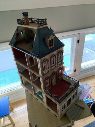 Vintage Playmobil Victorian Mansion Dollhouse,  4 Story,  Furniture,  People, 3