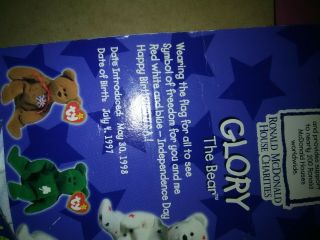 ty beanie babies glory the bear with errors still in package 4