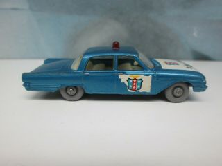 Matchbox/ Lesney 55b Ford Fairlane Police Car Blue / GREY Plastic Wheels 12