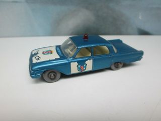 Matchbox/ Lesney 55b Ford Fairlane Police Car Blue / Grey Plastic Wheels